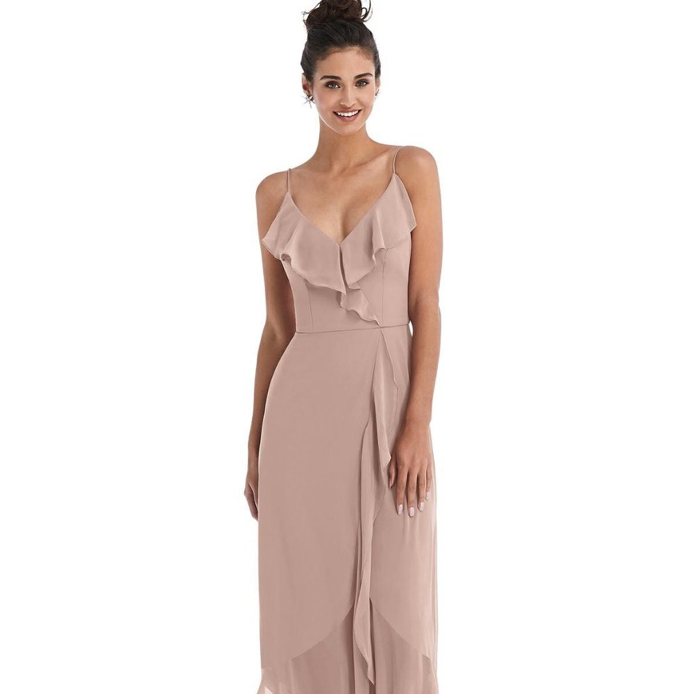 Ruffle-Trimmed V-Neck High Low Wrap Dress...TH040....Bliss...Size 4.....NWT